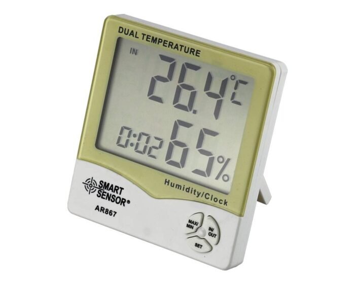 LCD Digital Hygrometer Thermometer Humidity Temperature Meter Weather station indoor outdoor with Calendar Wet&Dry clock Alarm