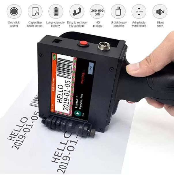 Handheld Inkjet Printer 300DPI Intelligent LED Screen Inkjet Coding Machine Portable bangladesh