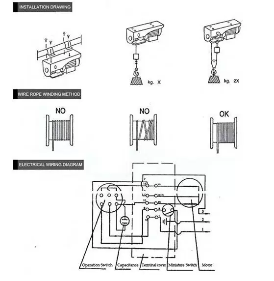 Mini Electric Wire Rope Hoist Motor Crane 500kg to 1 ton log