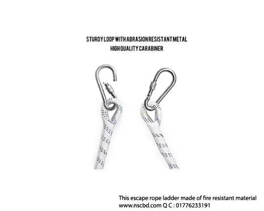 This escape rope ladder made of fire resistant materia
