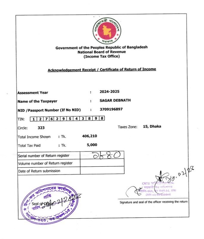 Our Documents 4 Income Tex Return certificate national scientific corporation