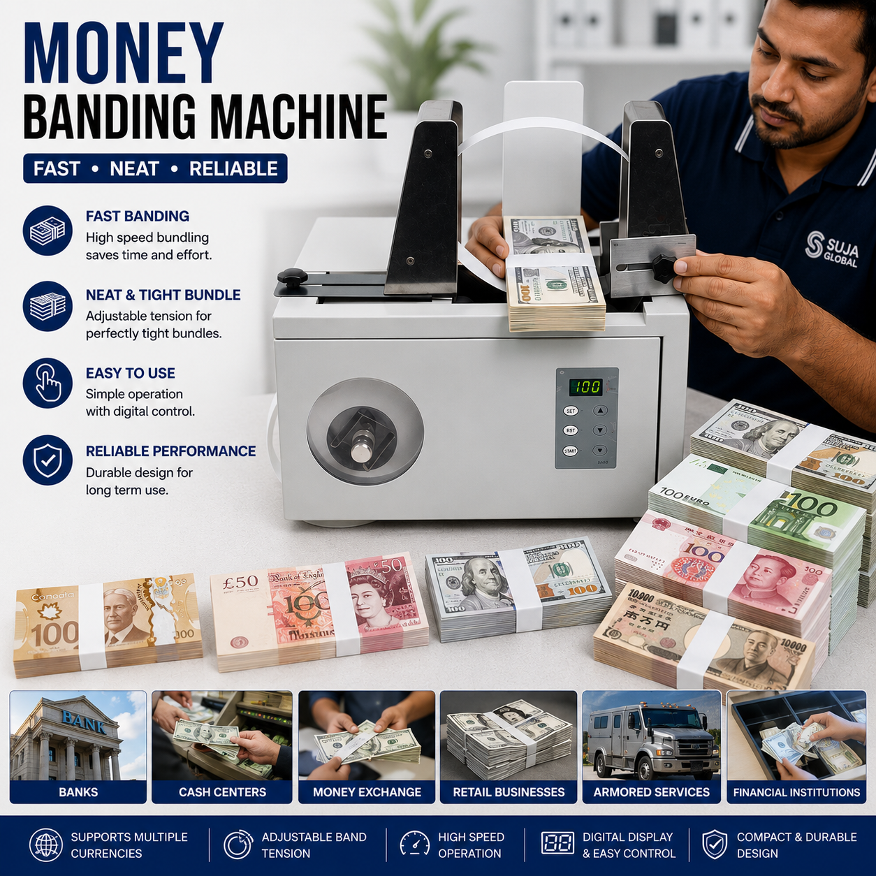Money Strapping Machine Cash Bundling Strapping Machine Money Strapping Machine Cash Bundling Strapping Machine